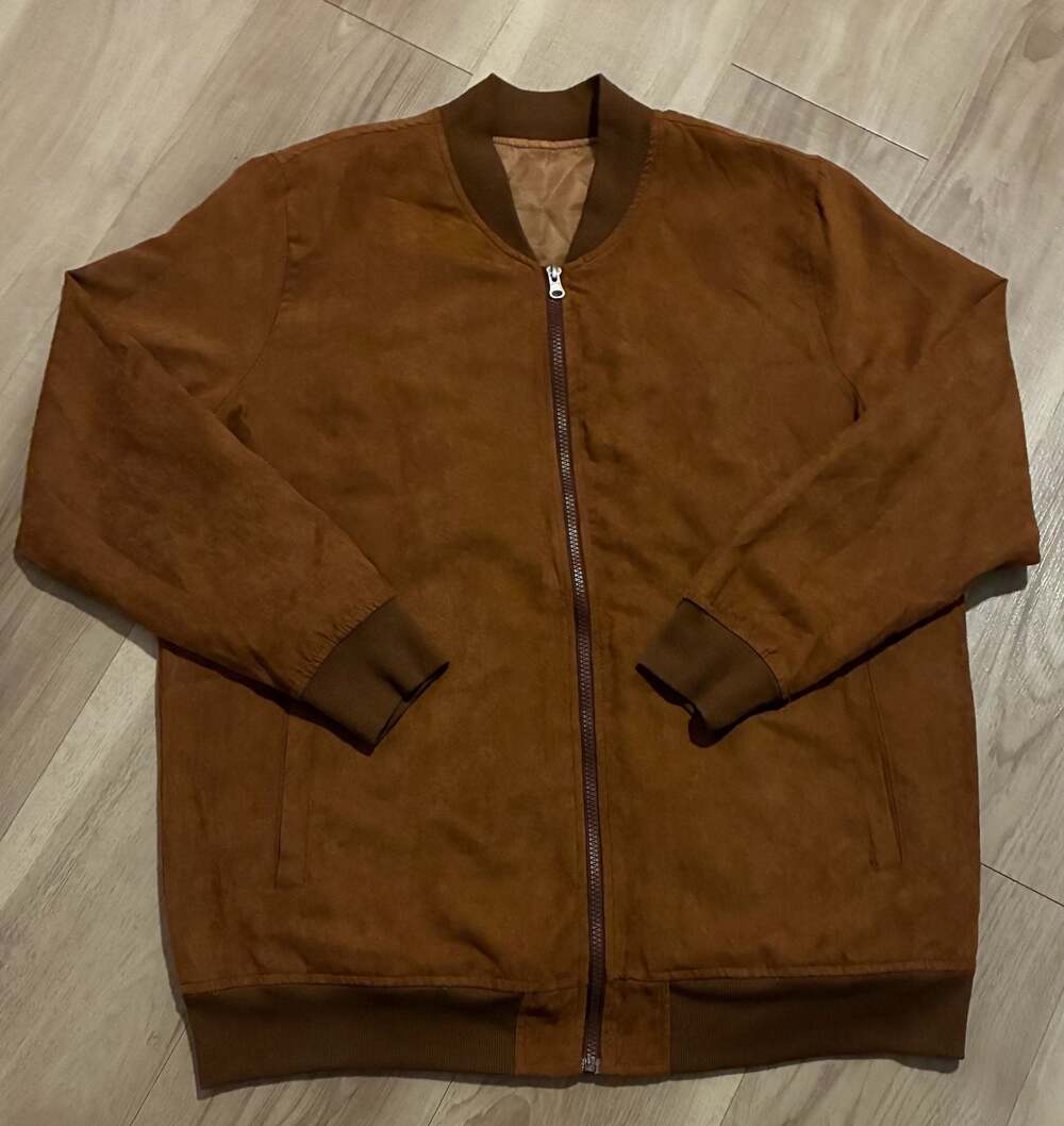 Dapper Boi Brown Suede Bomber Jacket Size M